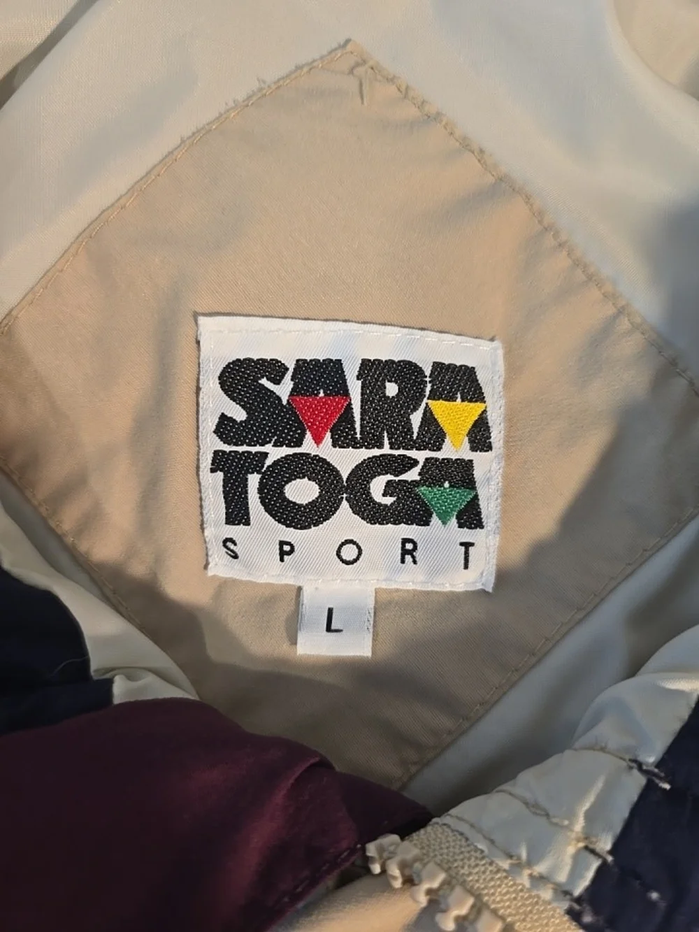 VTG Saratoga Sport Windbreaker With Chevron Emblem Mens Size Large Made In USA